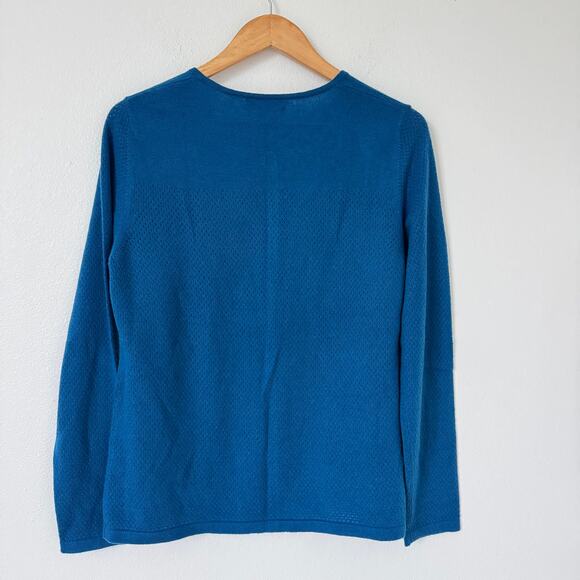 Nordstrom 100% Cashmere Cardigan Sweater Large Blue Crewneck Soft - Picture 2 of 10